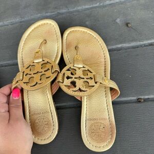 Gold Tory Burch miller sandals